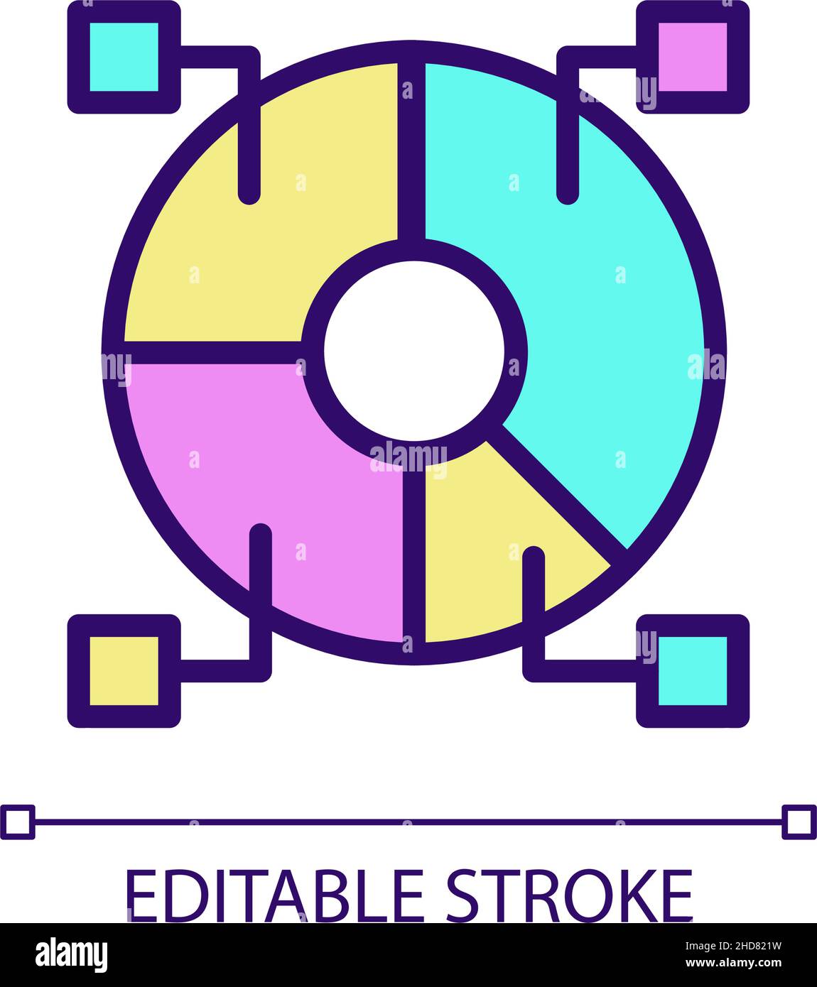 Data set analytics RGB color pixel perfect icon Stock Vector