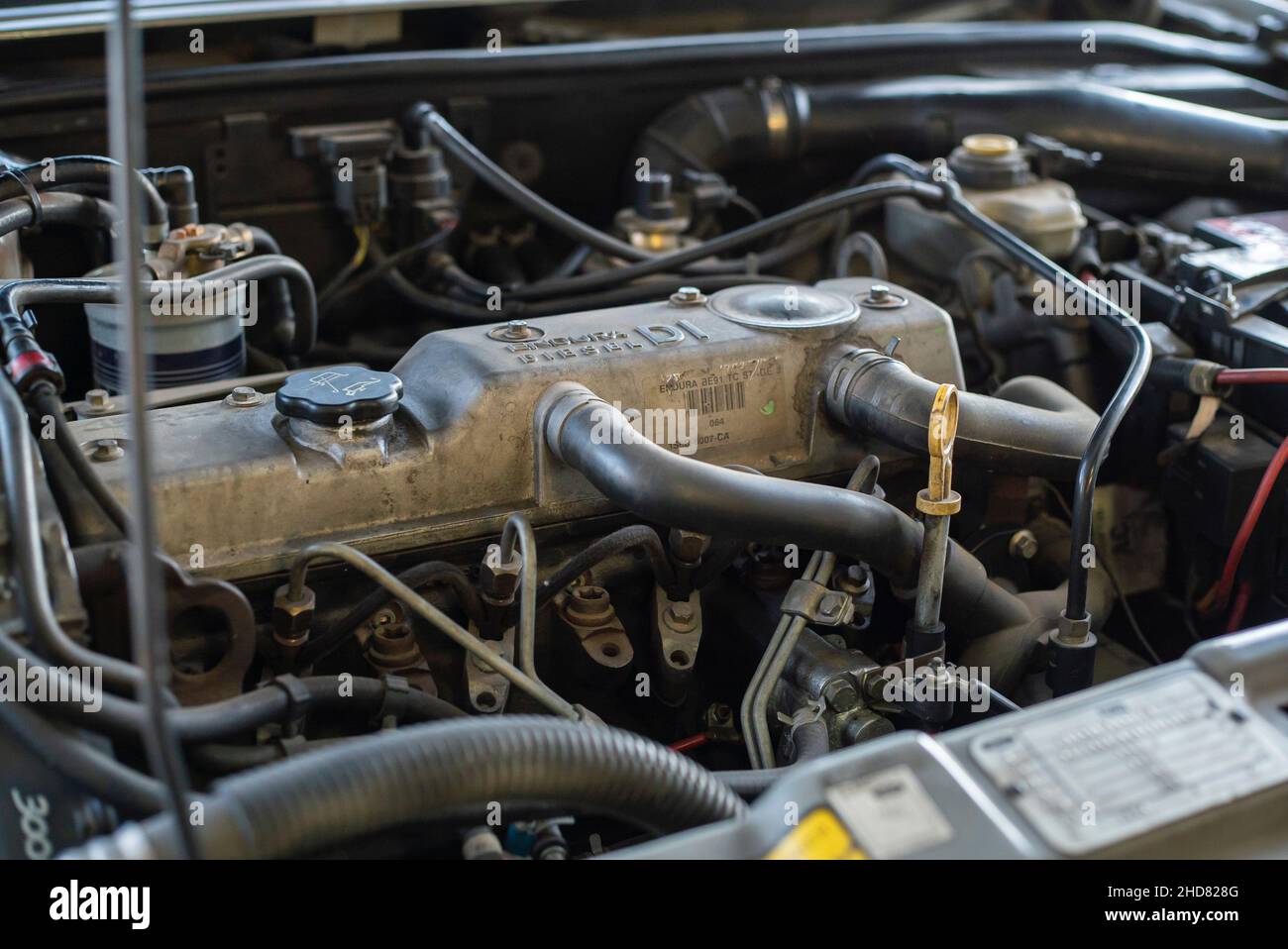 Used car engine ready for repair and maintenance Stock Photo Alamy