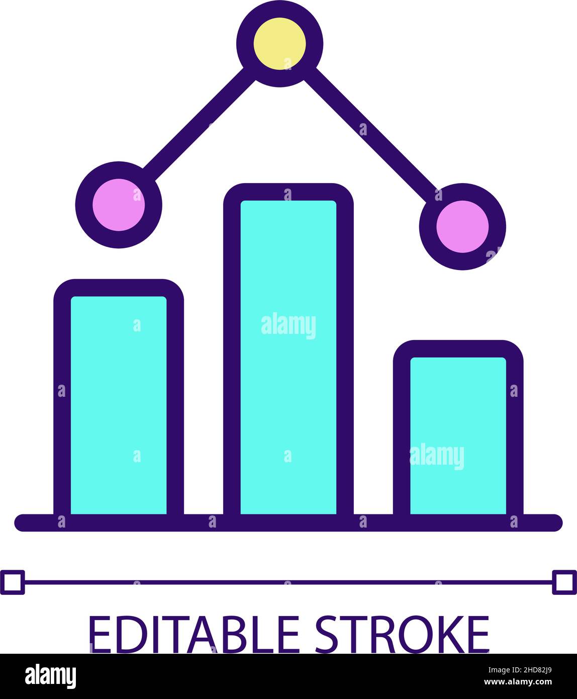 Regression in data mining RGB color pixel perfect icon Stock Vector