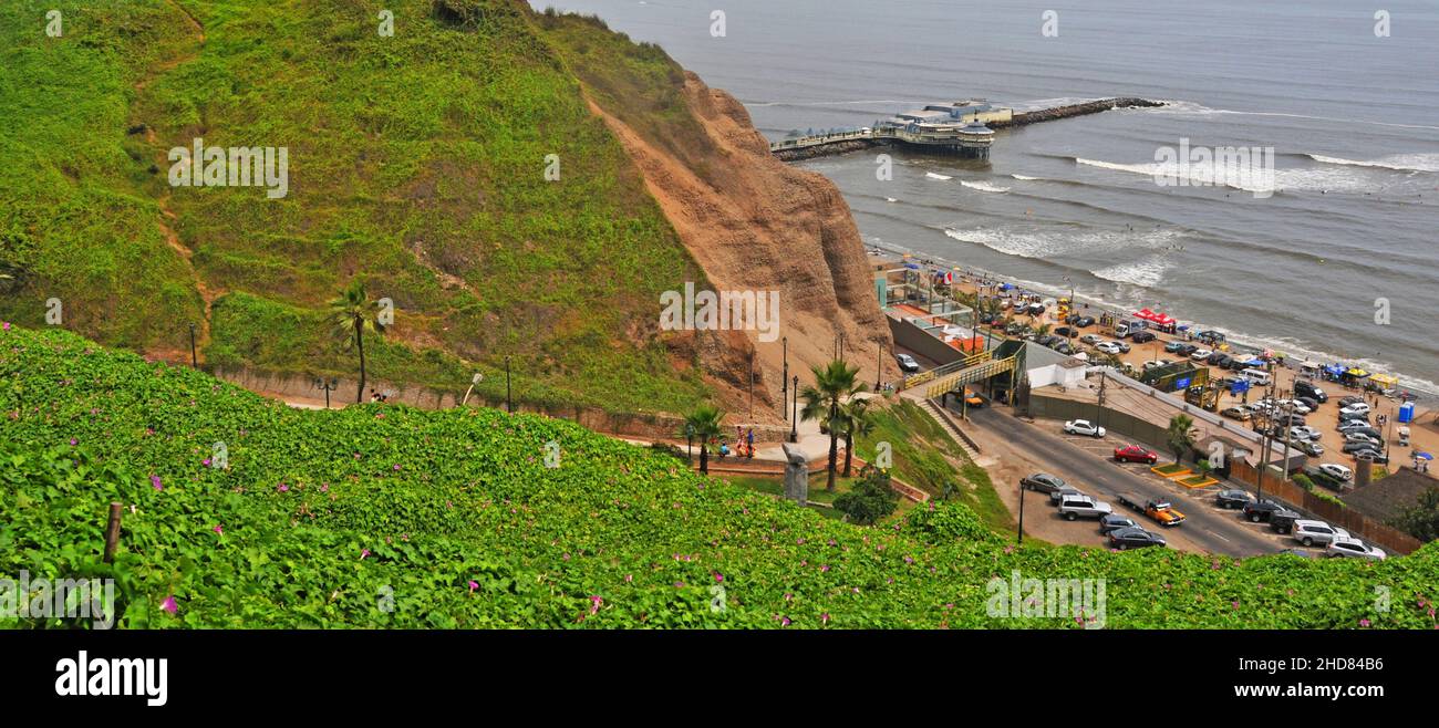 beach, Costa Verde, Miraflores, Lima, Peru Stock Photo