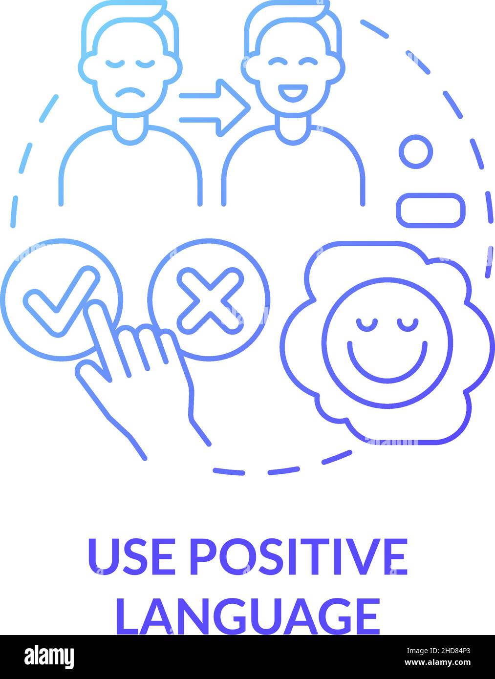 Use positive language blue gradient concept icon Stock Vector Image ...