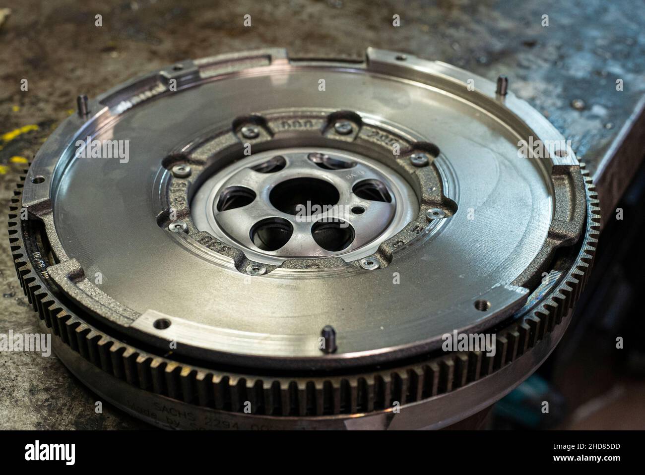 Detail of Car flywheel in a car spare parts Stock Photo Alamy