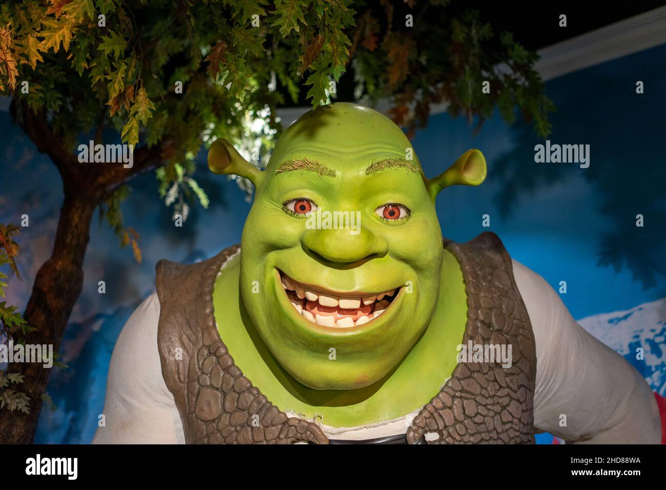Shrek wax statue at Madame Tussauds museum in Istanbul. Stock Photo