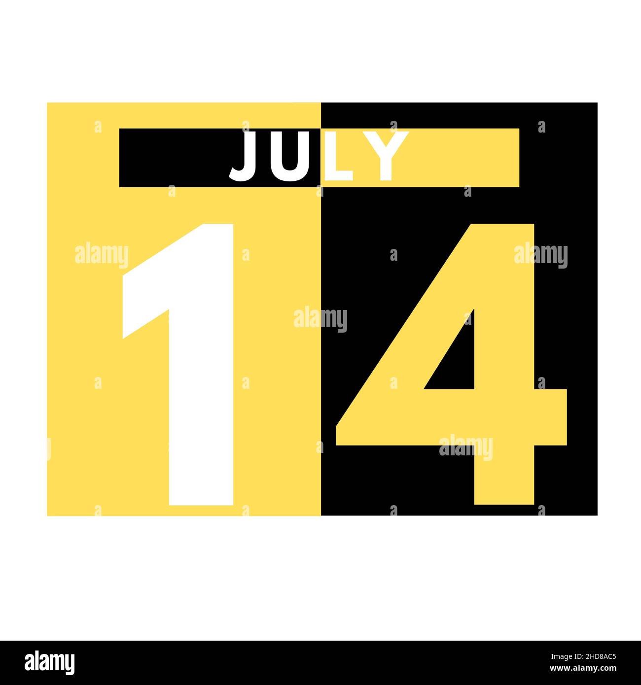 July 14 . Modern daily calendar icon .date ,day, month .calendar for the month of July Stock Photo