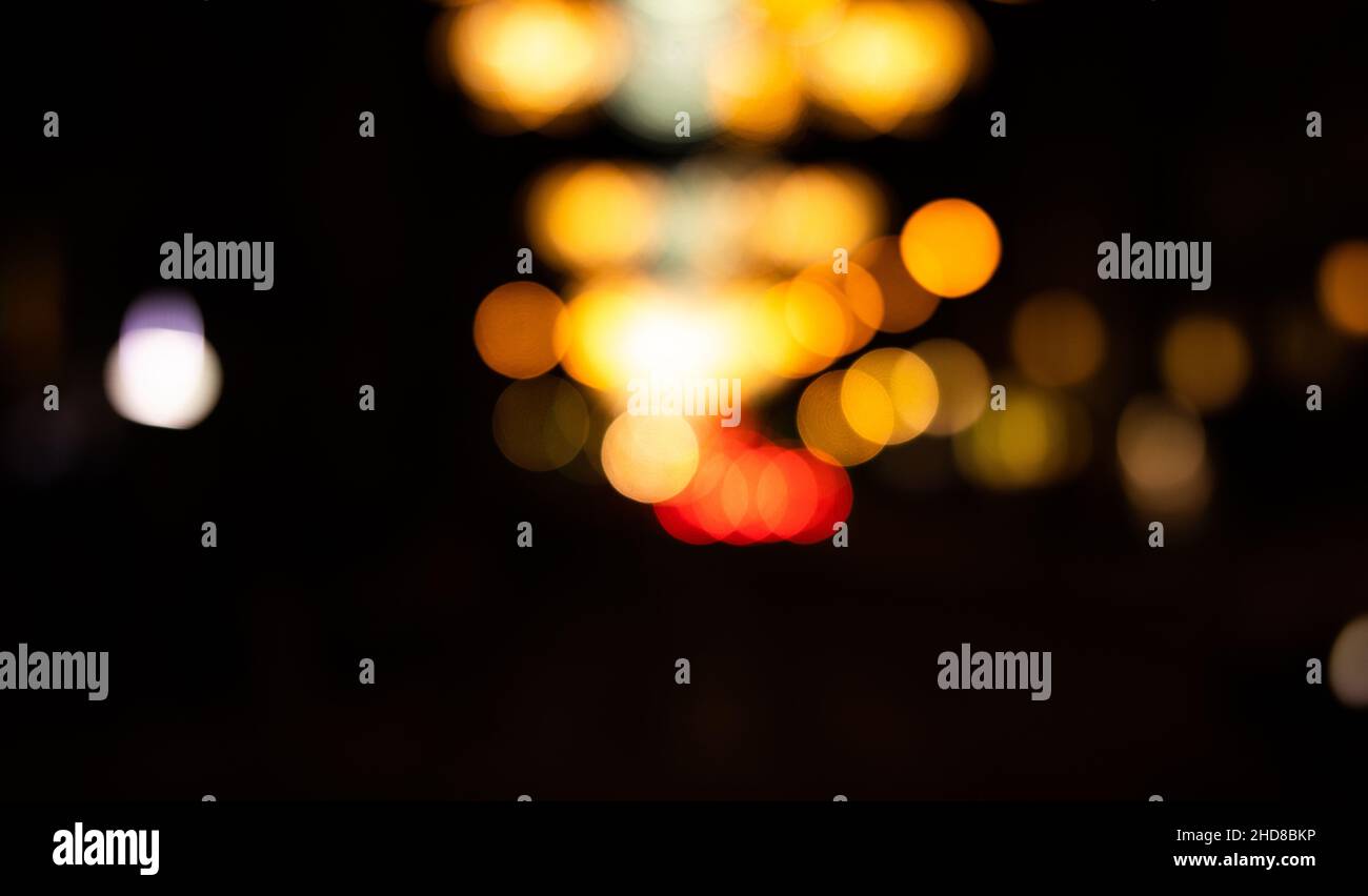 Blurry lights on Barcelona's streets Stock Photo