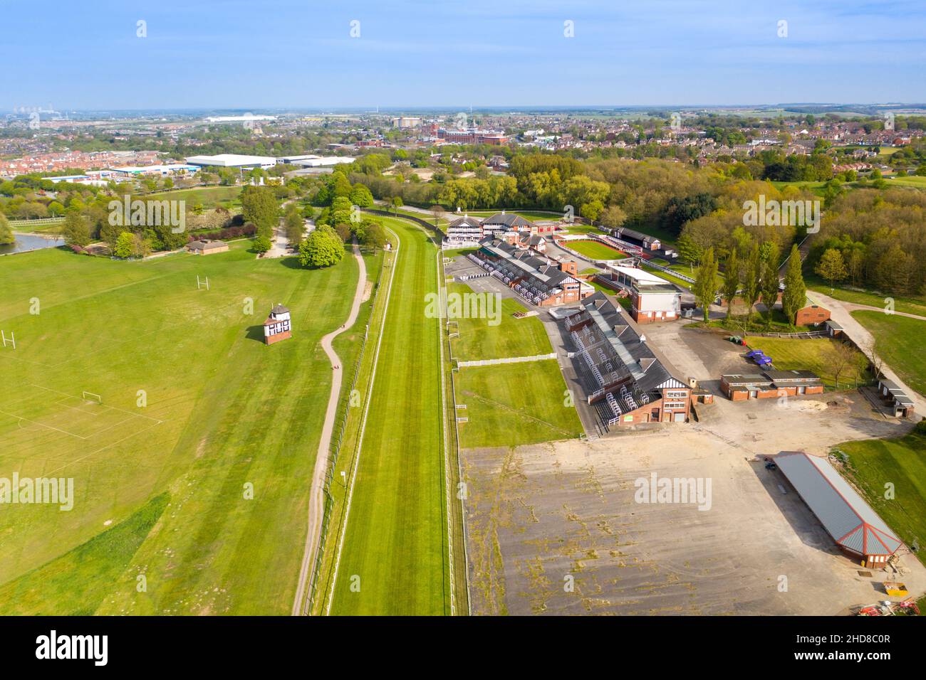 Aerial photo of the Pontefract race course located in the town of