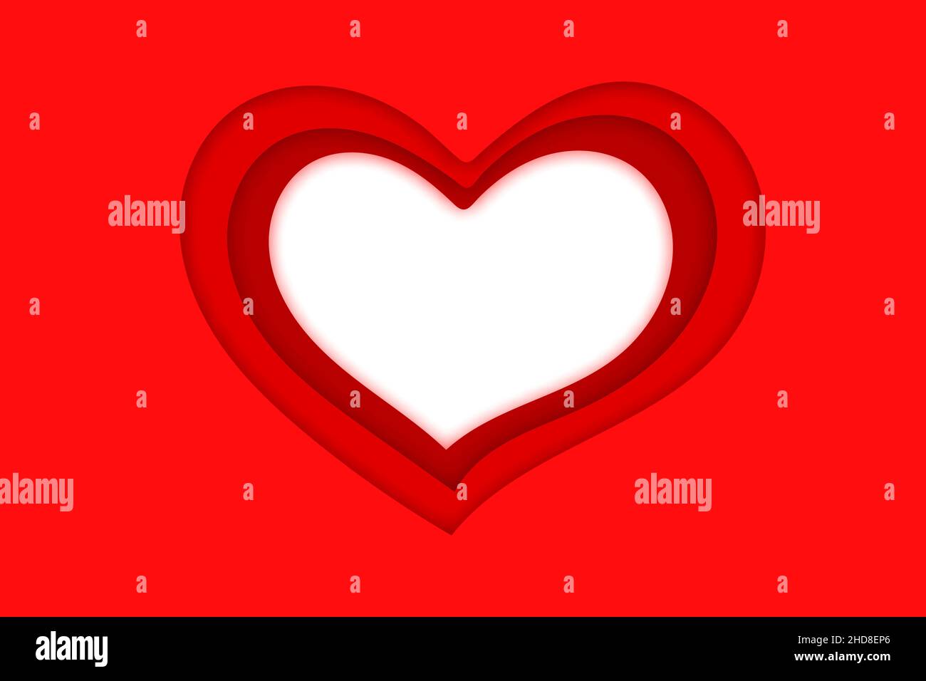 Happy Valentines day card template, red heart background with white ...