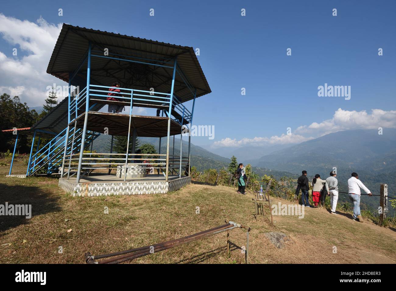 Observation structure. Dalgaon viewpoint (altitude 2500 ft). Kalimpong, West Bengal, India. Stock Photo