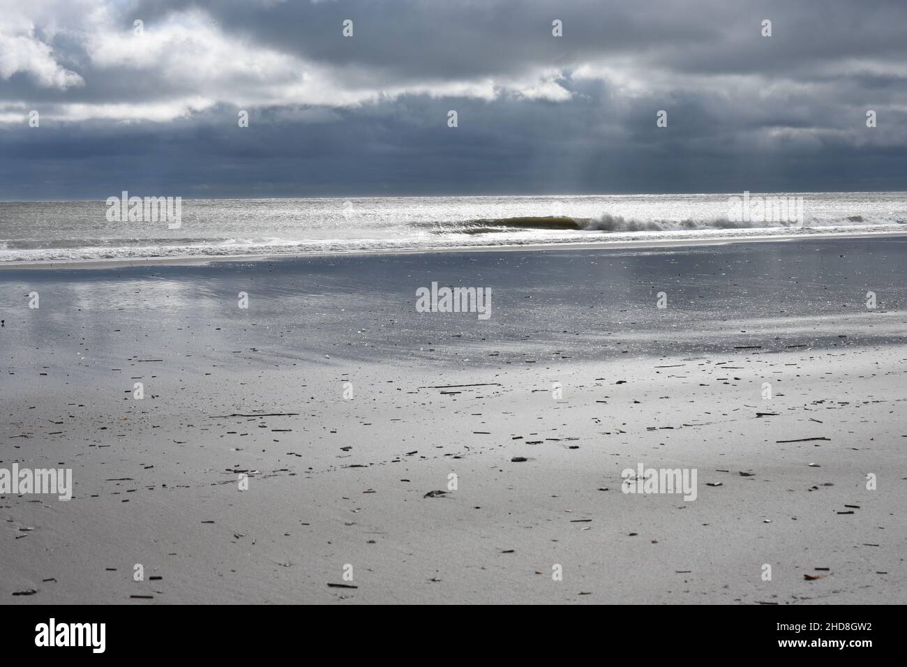 Deserted lonely ocean beach Stock Photo