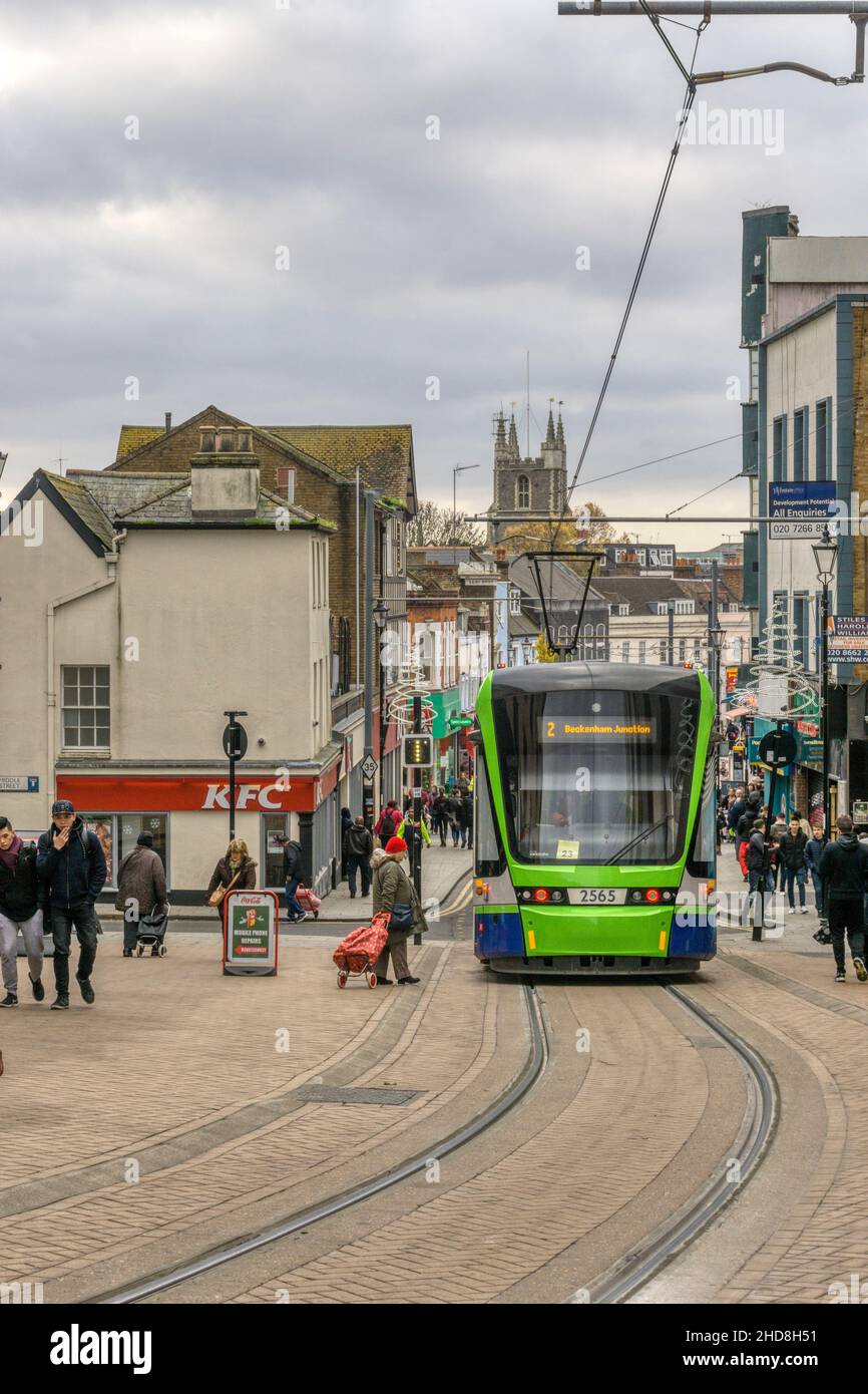 Tram in Church Street, Croydon Stock Photo Alamy