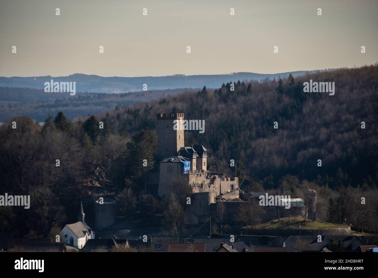 Kerpen, Germany  6 March 2021,  Nice view of Kerpen Castle in the Eifel Stock Photo