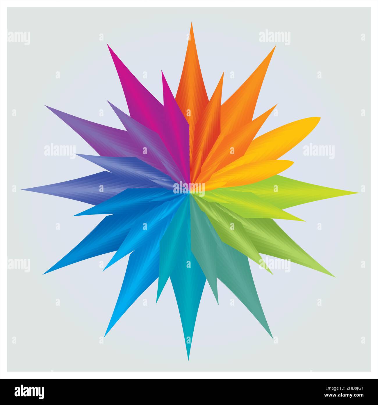 Color Wheel, Circle Flower Star Isolated Mandala Rainbow Colors Stock Vector