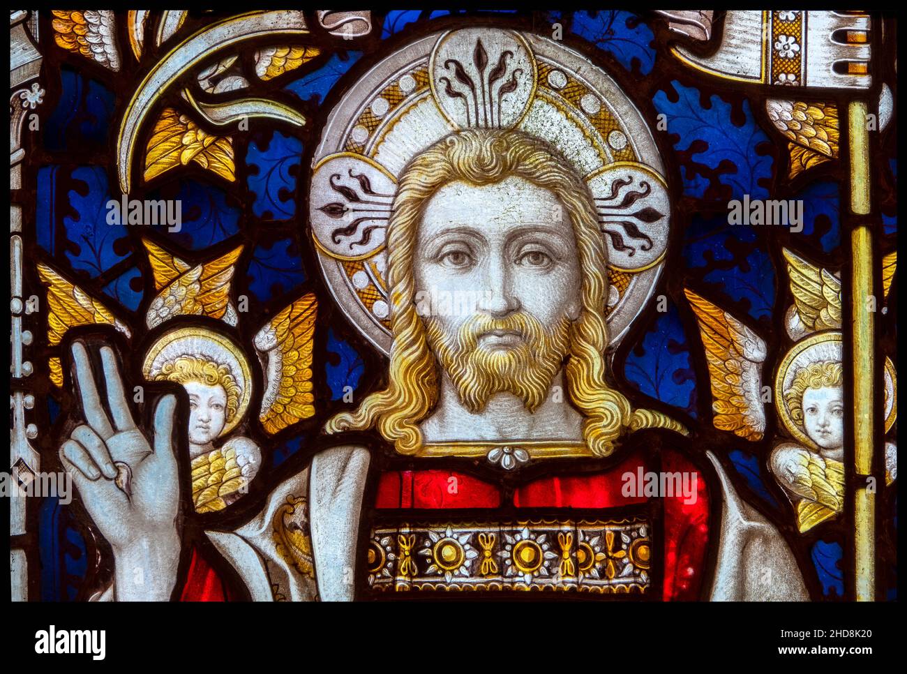 Stained glass windows, Christ, at the Church of St Michael and All