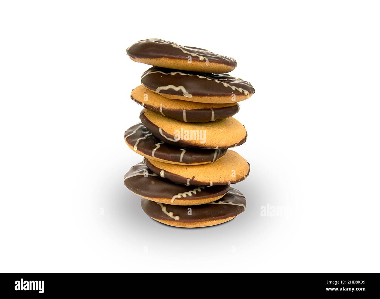Cookies with chocolate coating isolated on white background Stock Photo
