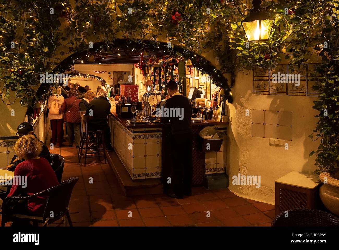 Inside traditional restaurant in Malaga. Andalucia. Spain Stock Photo