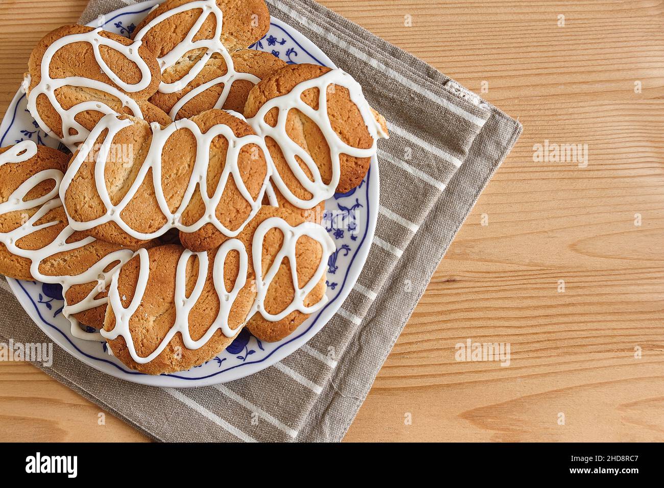 Composition with biscuits on a wooden table with sugar and teaspoon Stock Photo