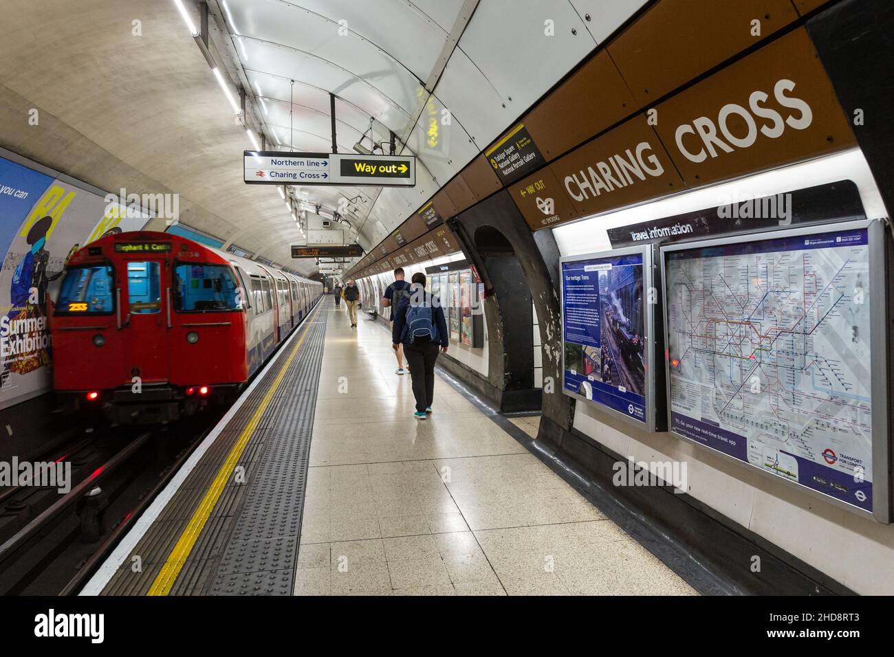 Bakerloo Line platform at Charing Cross  station on the London Underground Stock Photo