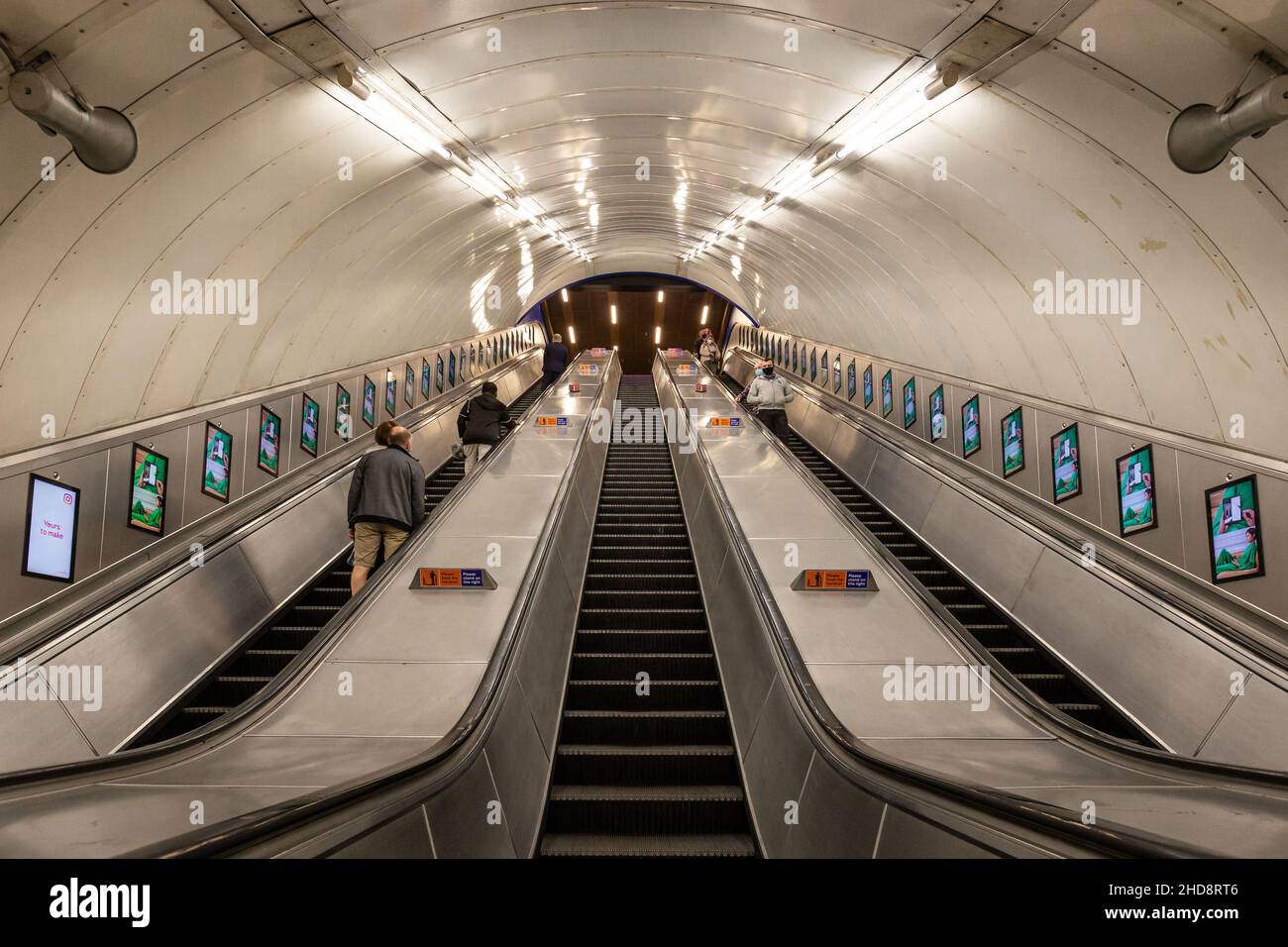 Escalator at Charing Cross  station on the London Underground Stock Photo