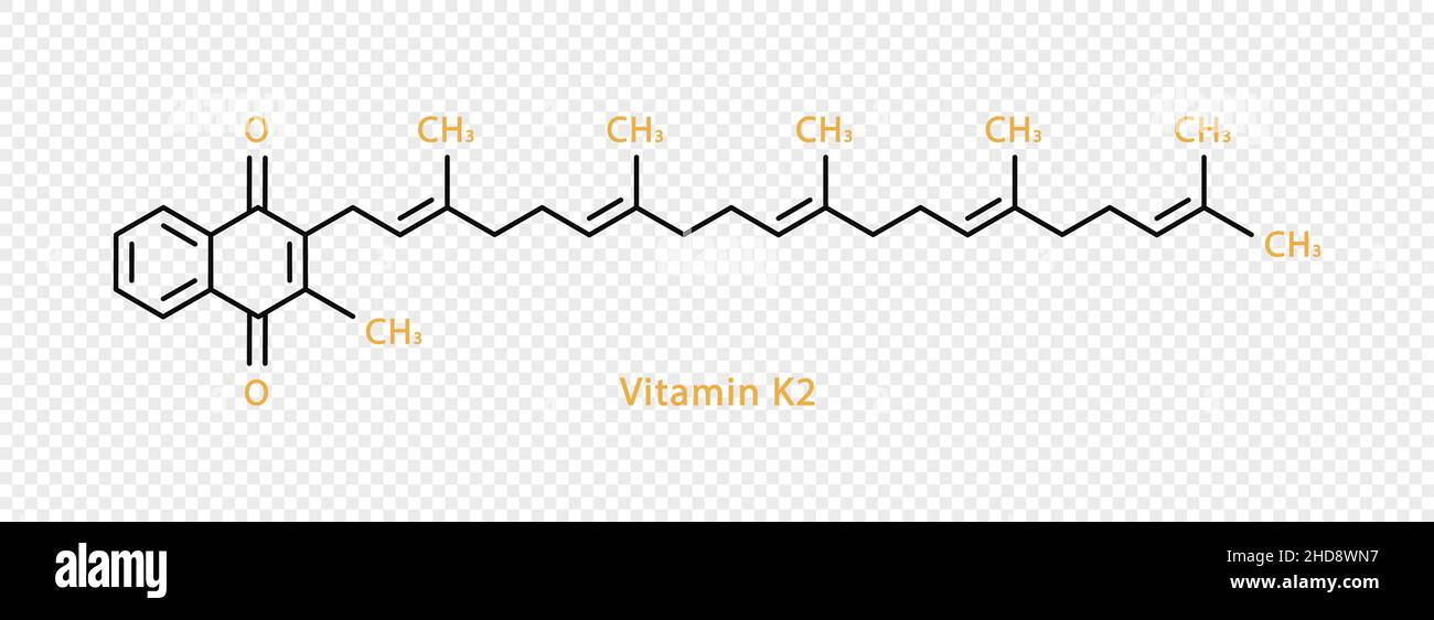 Vitamin K2 chemical formula. Vitamin K2 structural chemical formula