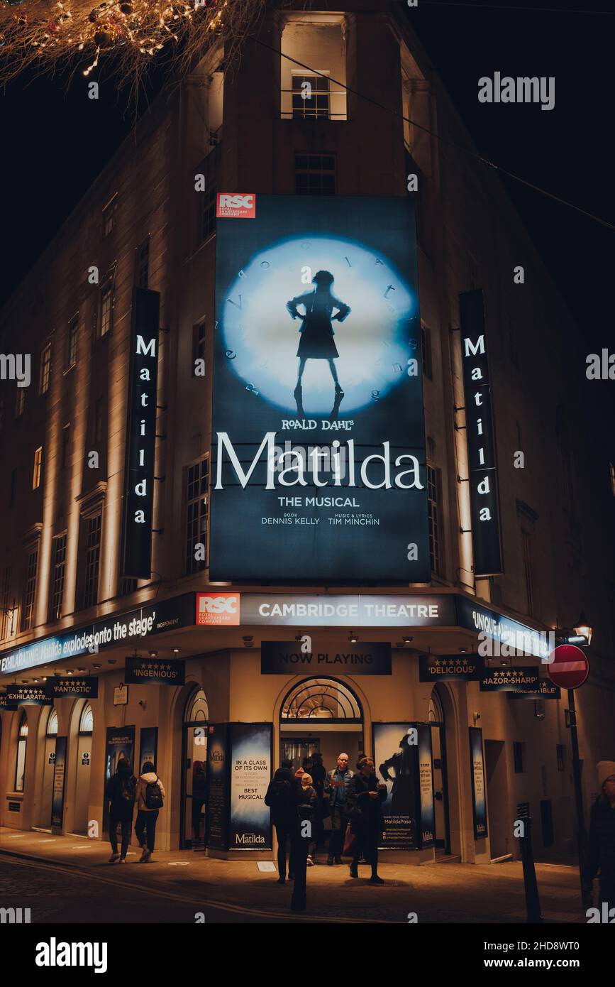 London UK November 23 2021 Illuminated Matilda Musical Sign On The 