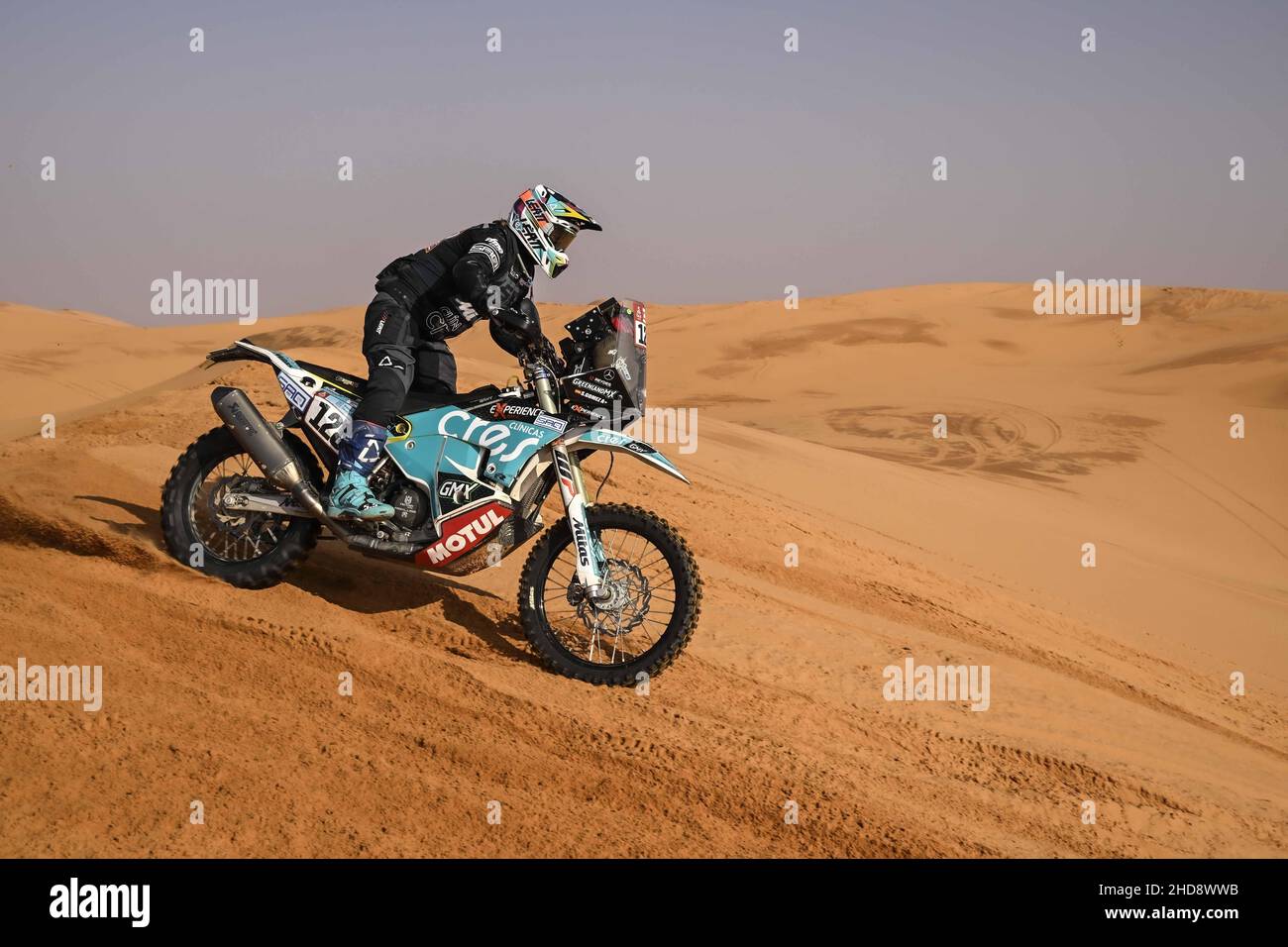 122 Moras Diego (arg), HT Rally Raid Husqvarna Racing, Husqvarna FR 450 Rally, Moto, Motul, action during the Stage 3 of the Dakar Rally 2022 between Al Artawiya and Al Qaysumah, on January 4th 2022 in Al Qaysumah, Saudi Arabia - Photo: Gigi Soldano/DPPI/LiveMedia Stock Photo