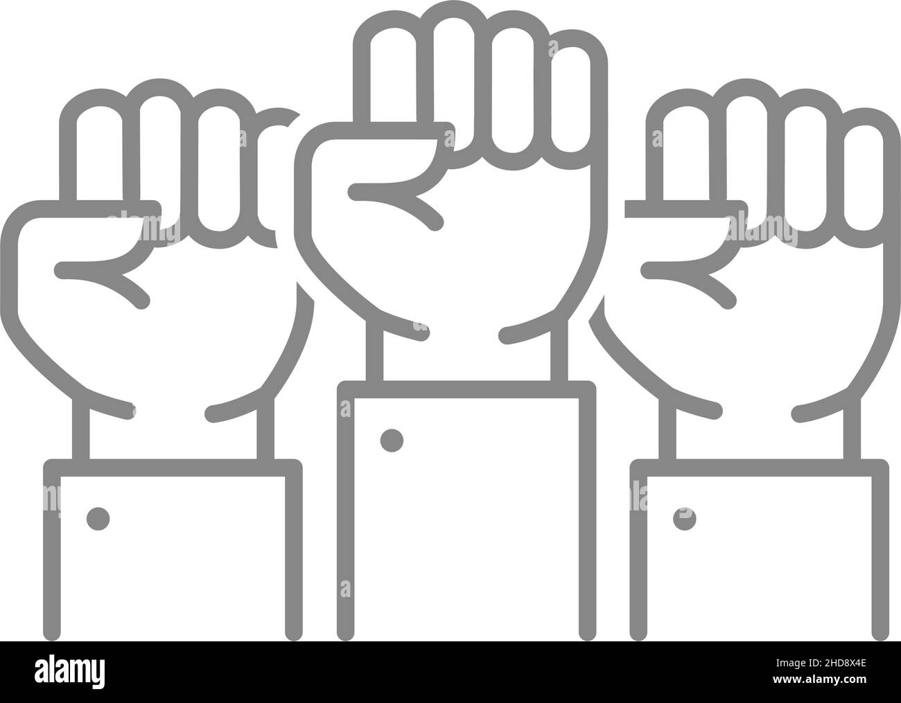 Three raised fists line icon. Unity, teamwork symbol Stock Vector Image ...