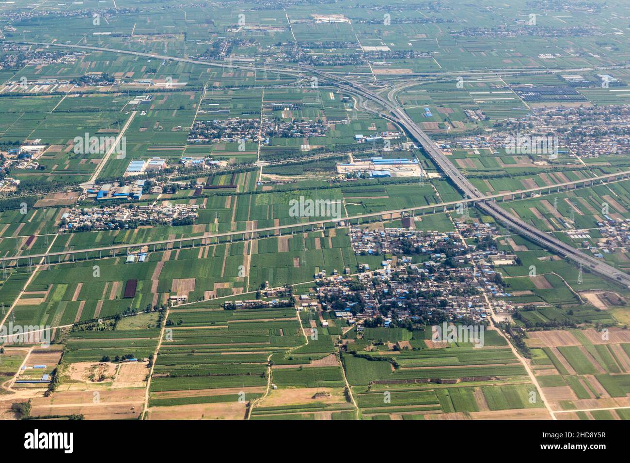 G30n Aerial view of the landscape near Xi'an including G30 and G30N roads ...