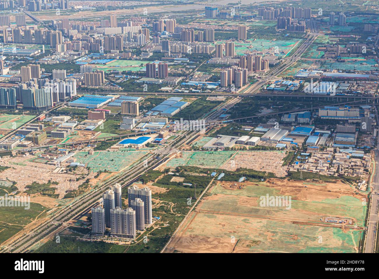 Aerial view of Xianyang, city west of Xi'an, China Stock Photo