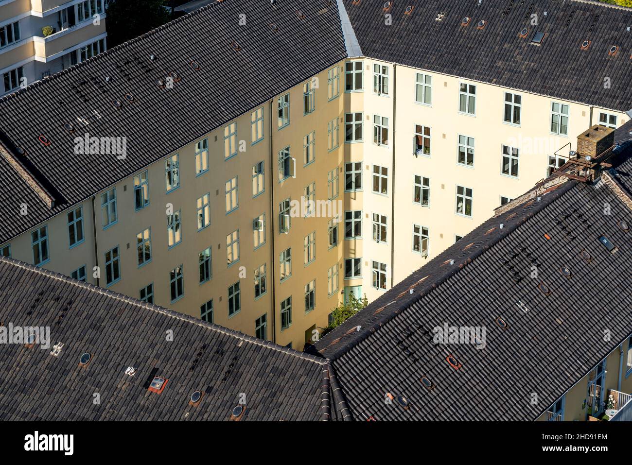 View of Apartment block, residential building, with courtyard, Copenhagen ...