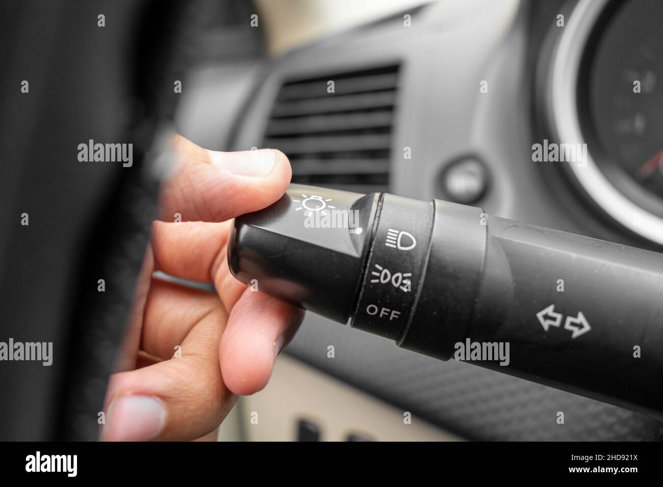 headlight control lever car interior Stock Photo Alamy