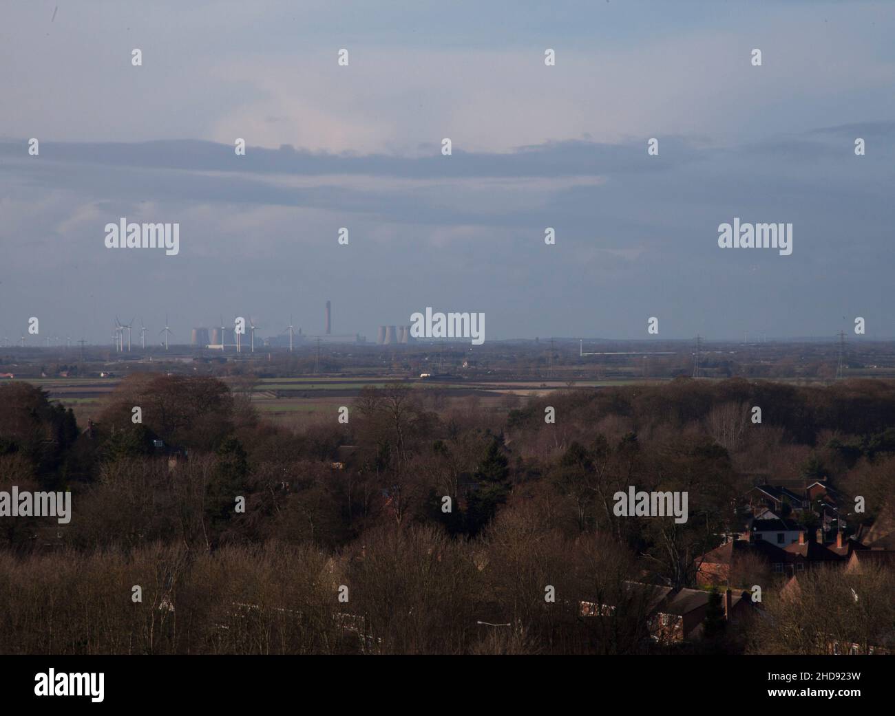 View of distant power station from Elloughton, Brough East Yorkshire UK Stock Photo
