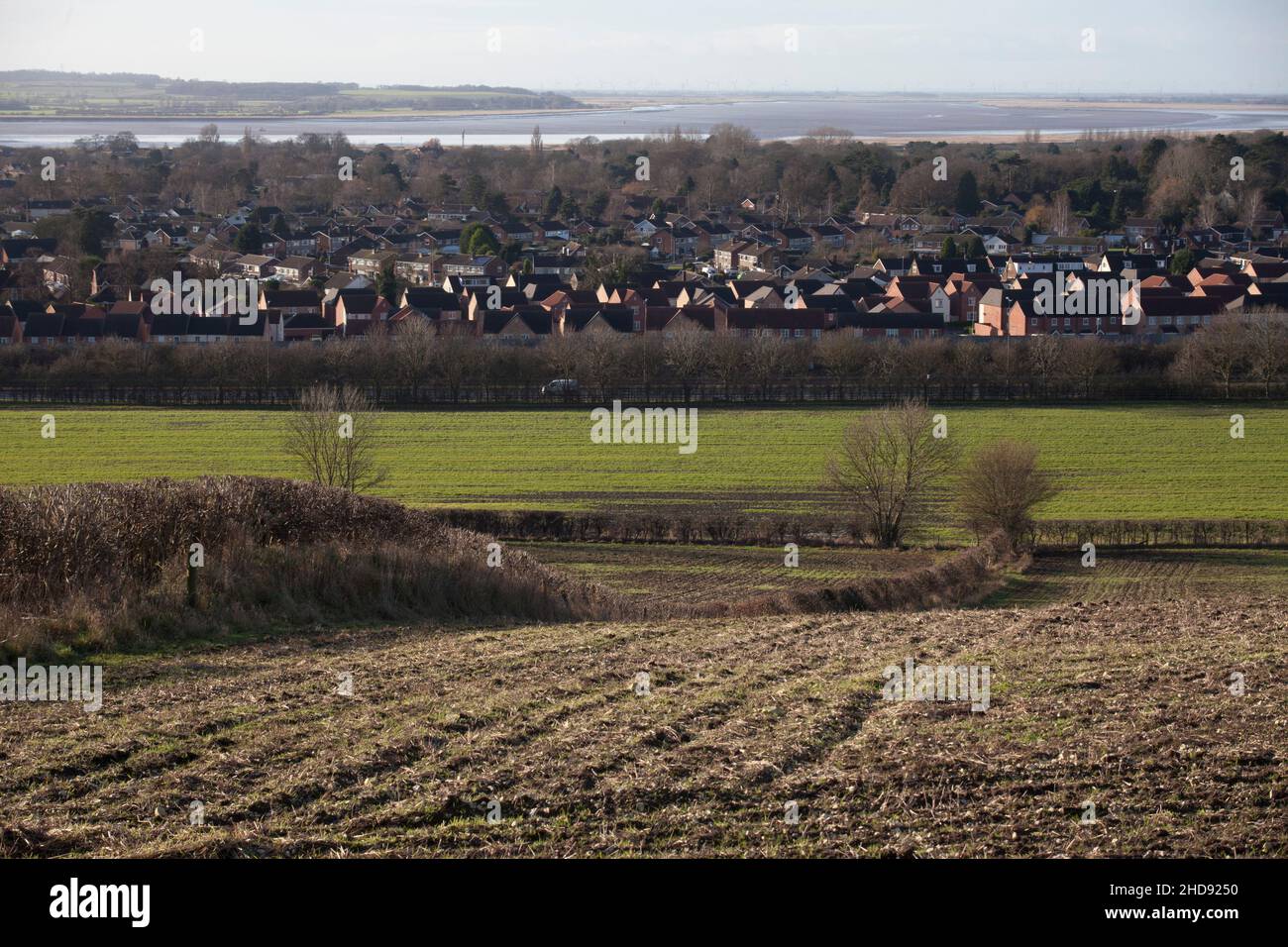 View of new housing estate and Humber, Elloughton, Brough East
