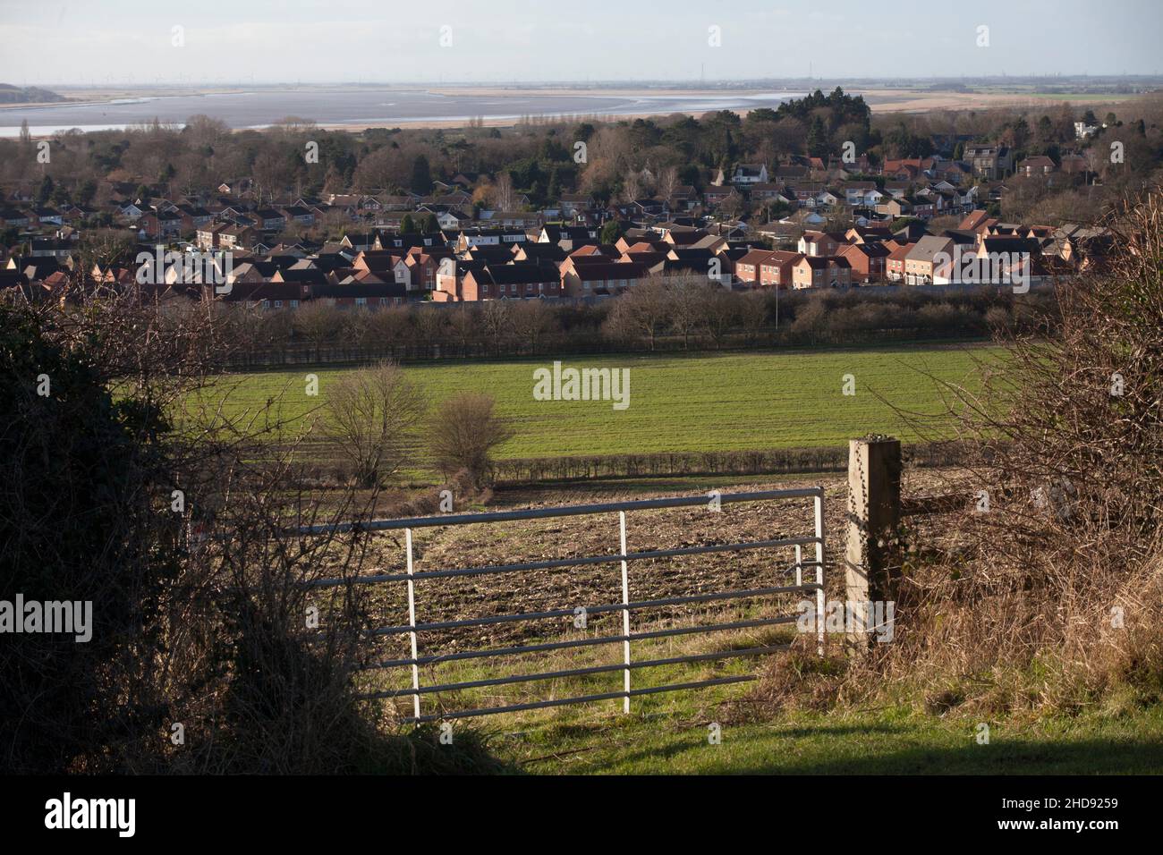 View of new housing estate and Humber, Elloughton, Brough East Yorkshire UK Stock Photo