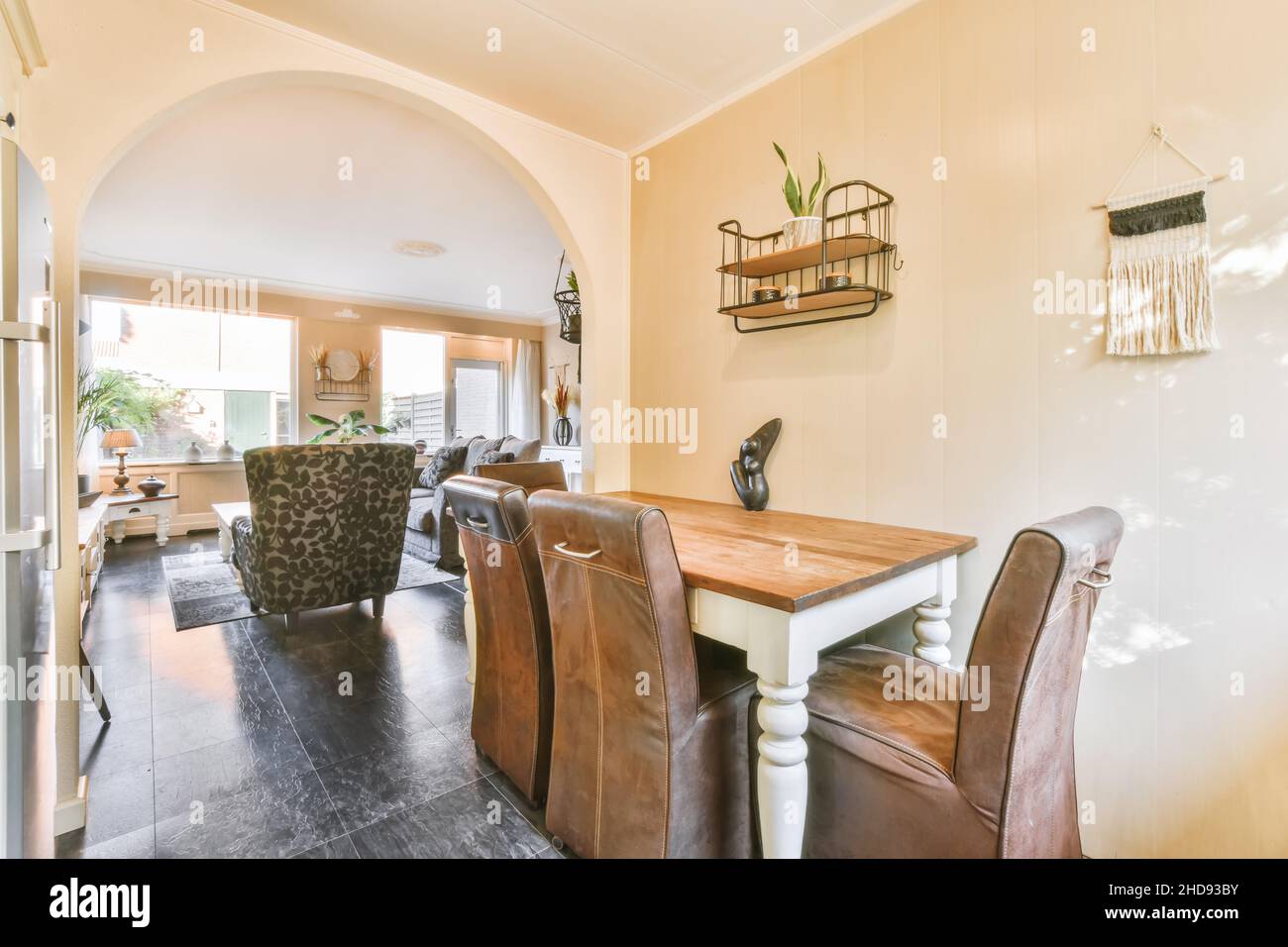 Luxury interior with white kitchen and living room Stock Photo Alamy