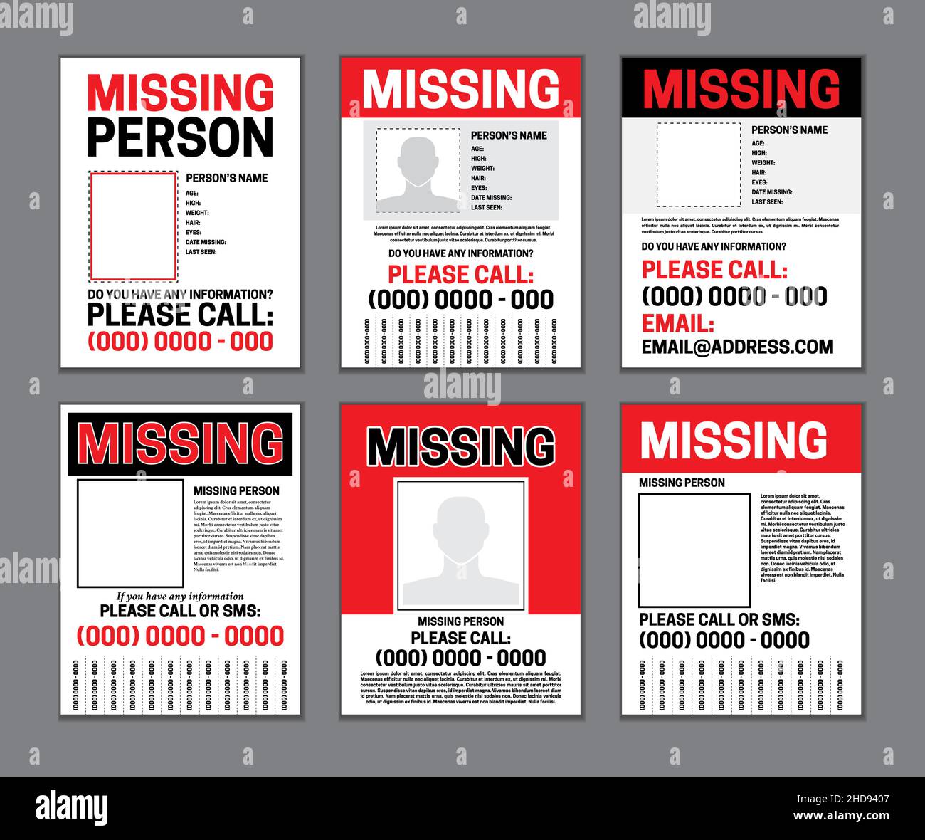 Missing person poster Stock Vector Images - Alamy