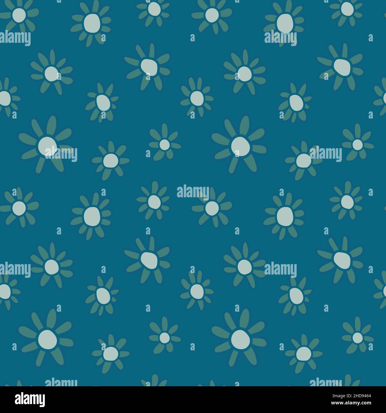 Floral pattern with daisy flowers on dark green background. Seamless ...