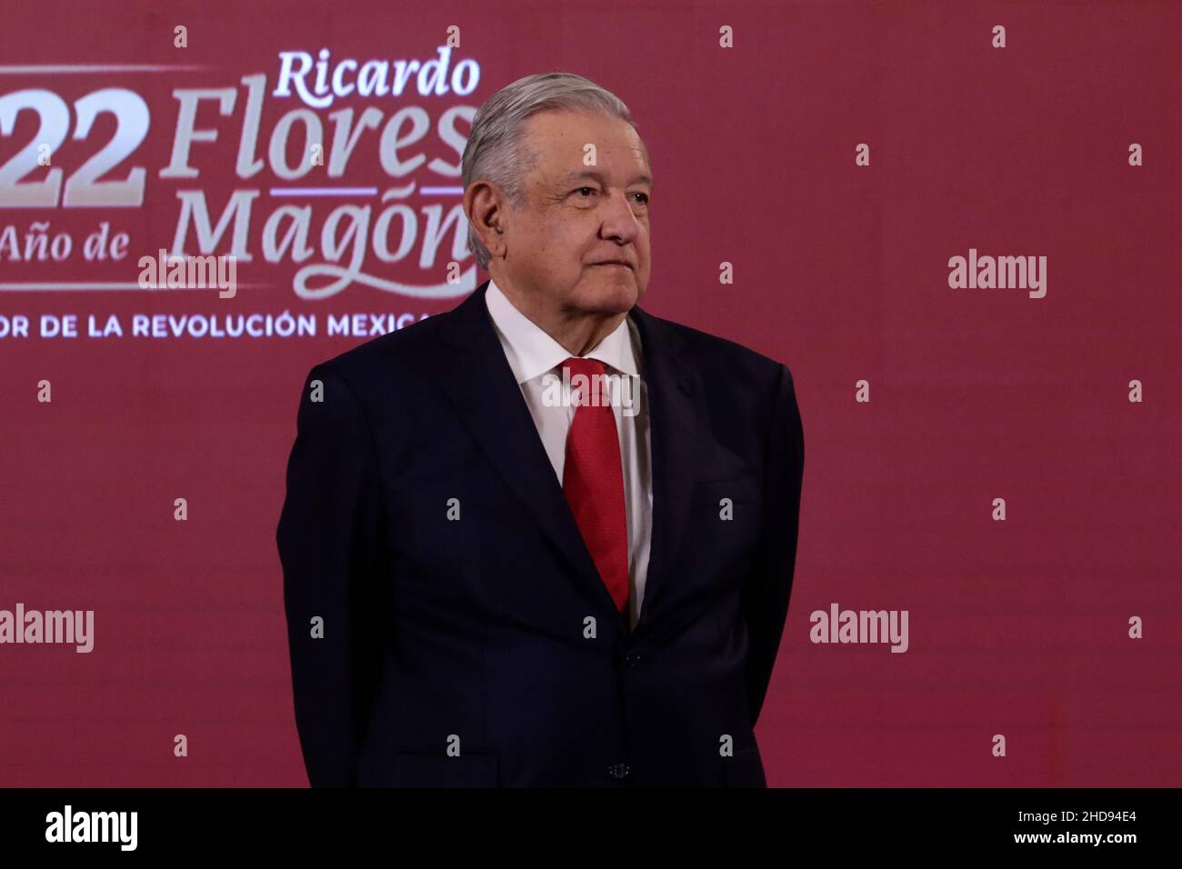 Andrs Manuel Lpez Obrador Non Exclusive: MEXICO CITY, MEXICO - JAN 3, 2022: Mexico's President