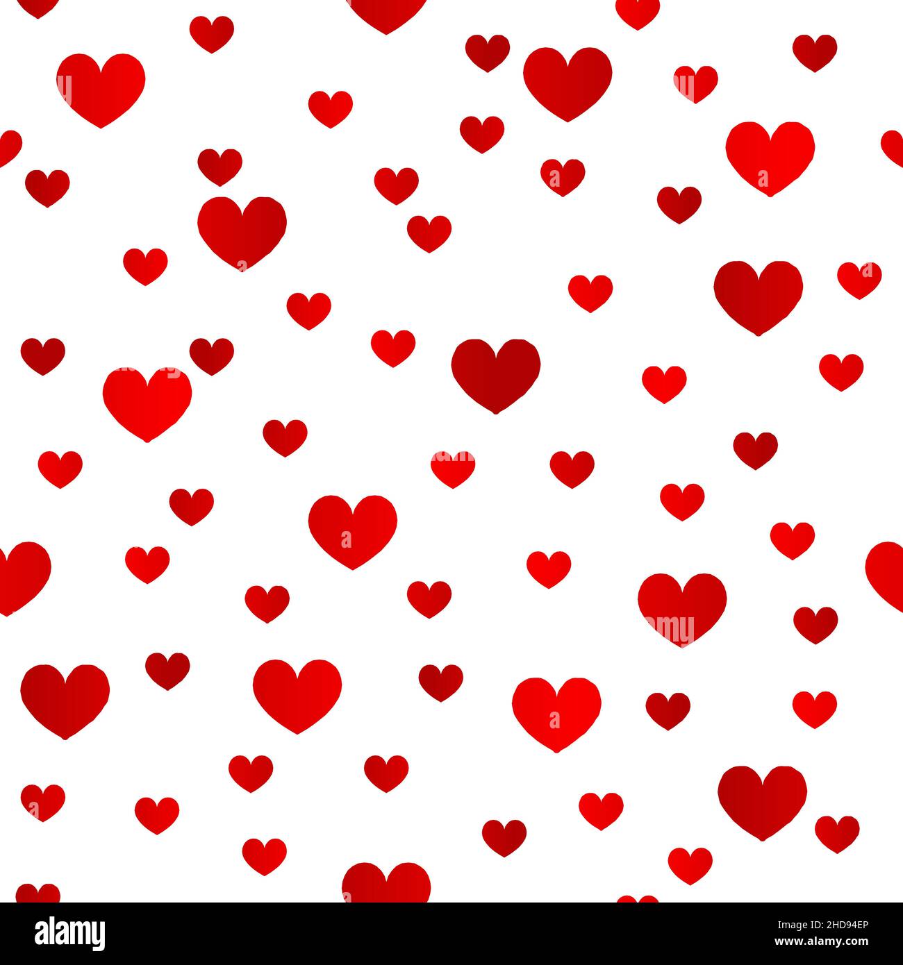 Red Romantic Heart Seamless Pattern Design on White Background Stock Vector