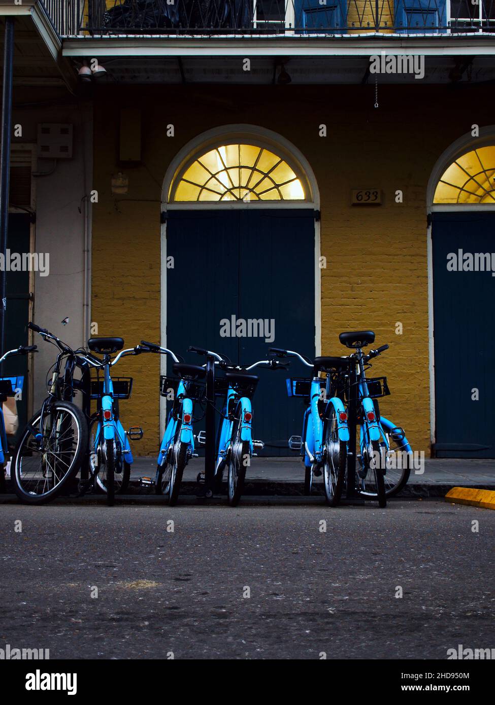 Blue Bikes bike-share rack in New Orleans Stock Photo - Alamy