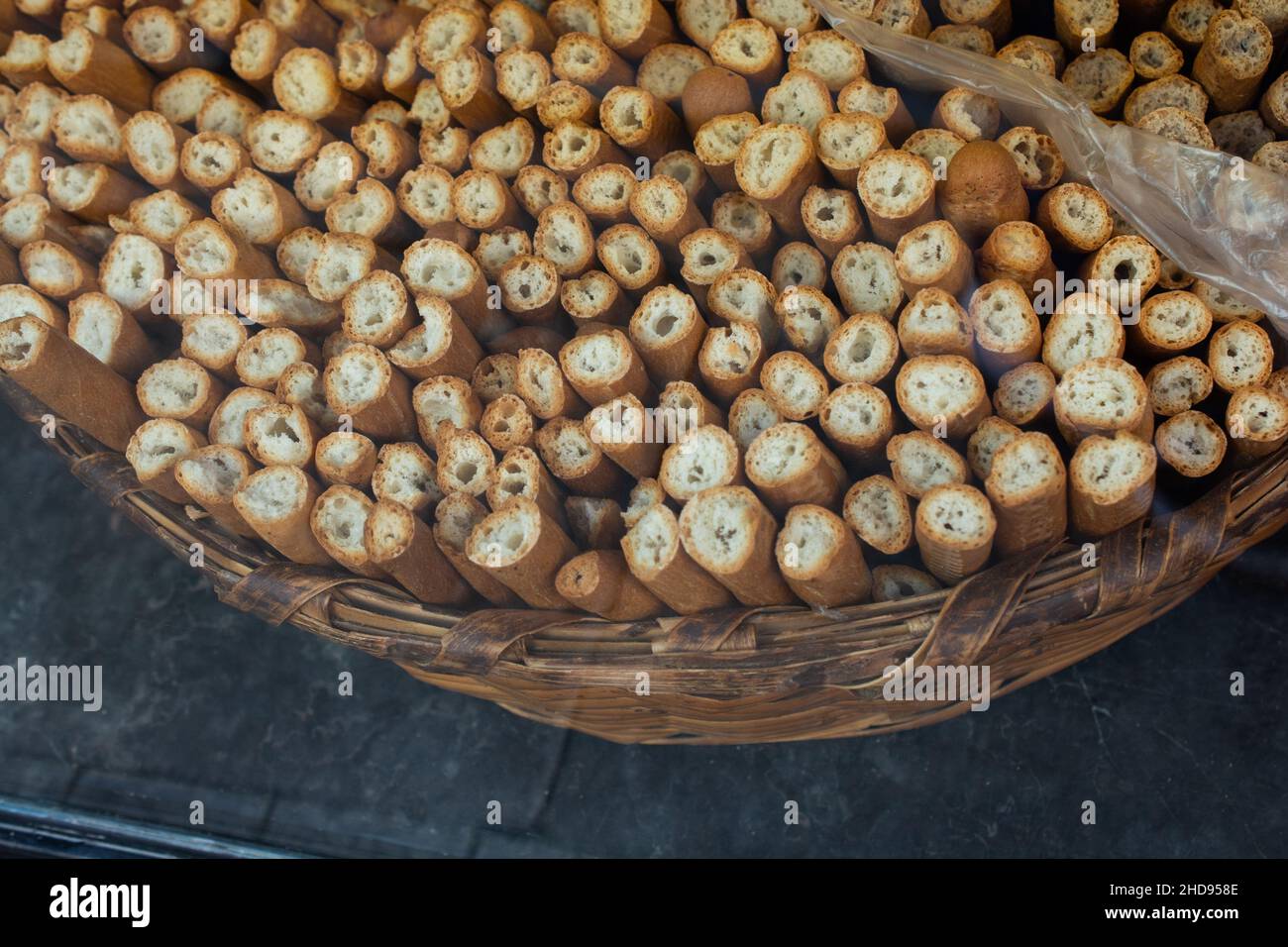 Closeup of carbs in a basket Stock Photo