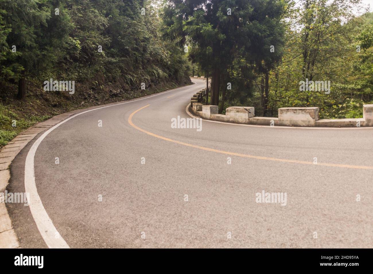 Paved road in Zhangjiajie National Forest Park in Hunan province, China Stock Photo