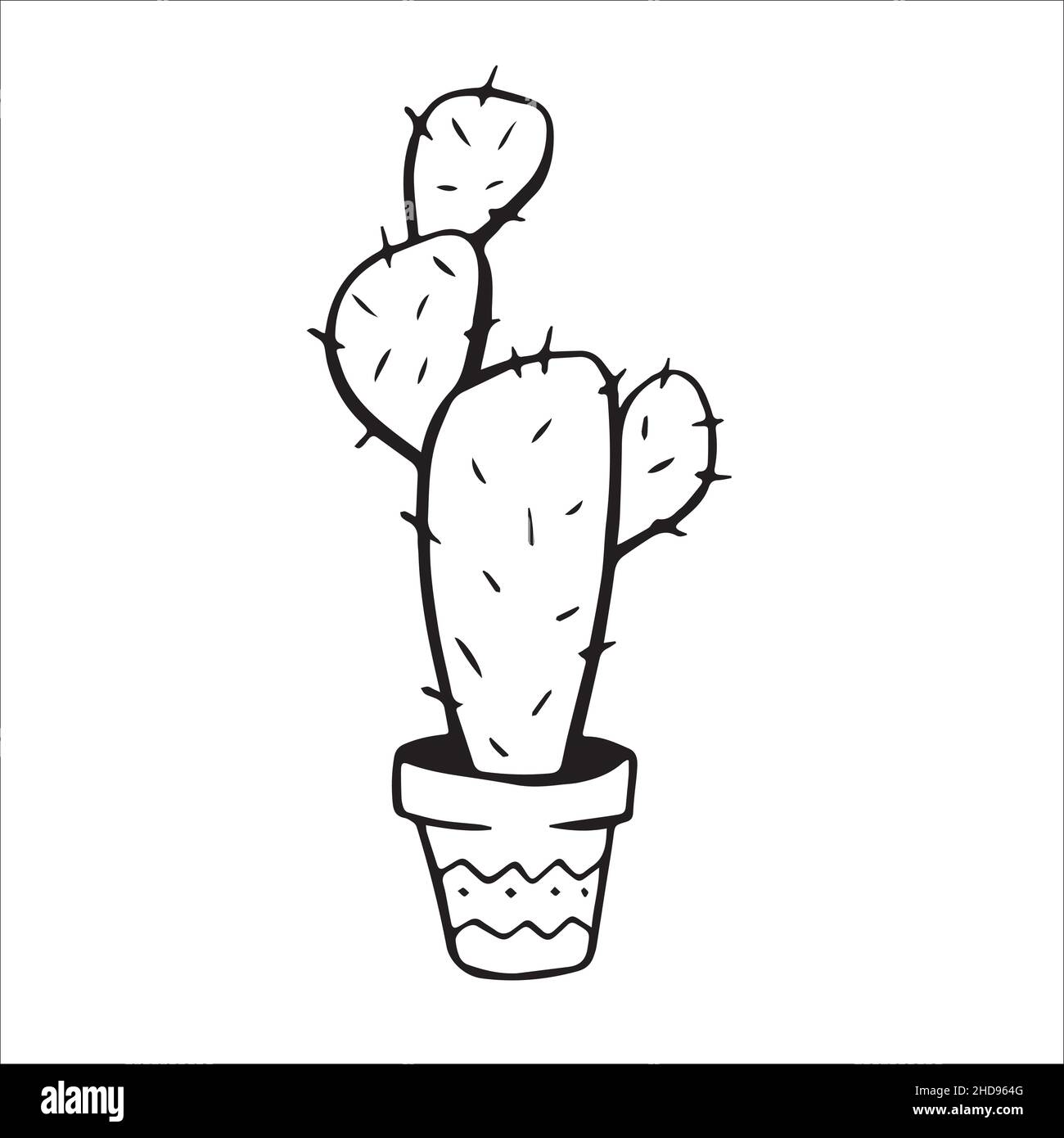Cute hand drawn vector cactuse in the pot Stock Vector Image & Art - Alamy