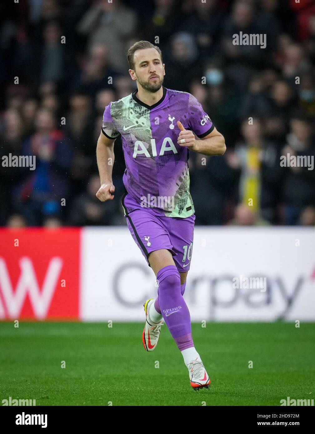 Watford UK. 01st Jan 2022. Harry Kane of Spurs during the Premier League match between Watford and Tottenham Hotspur at Vicarage Road Watford England on 1 January 2022. Photo by Andy Rowland PRiME