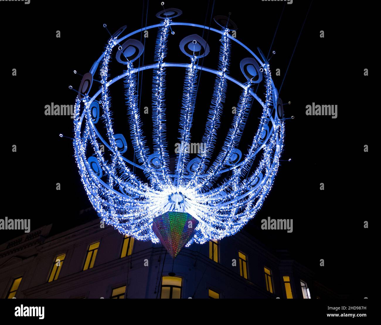 "peacockinspired " Christmas (2021) decorative lights along New Bond