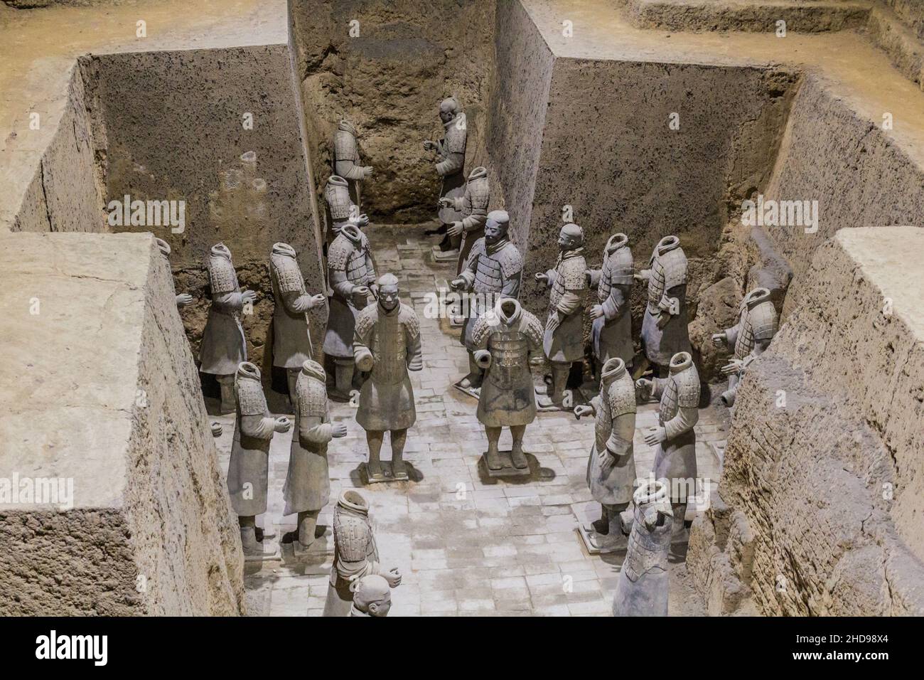 Sculptures in the Pit 3 of the Army of Terracotta Warriors near Xi'an, Shaanxi province, China Stock Photo