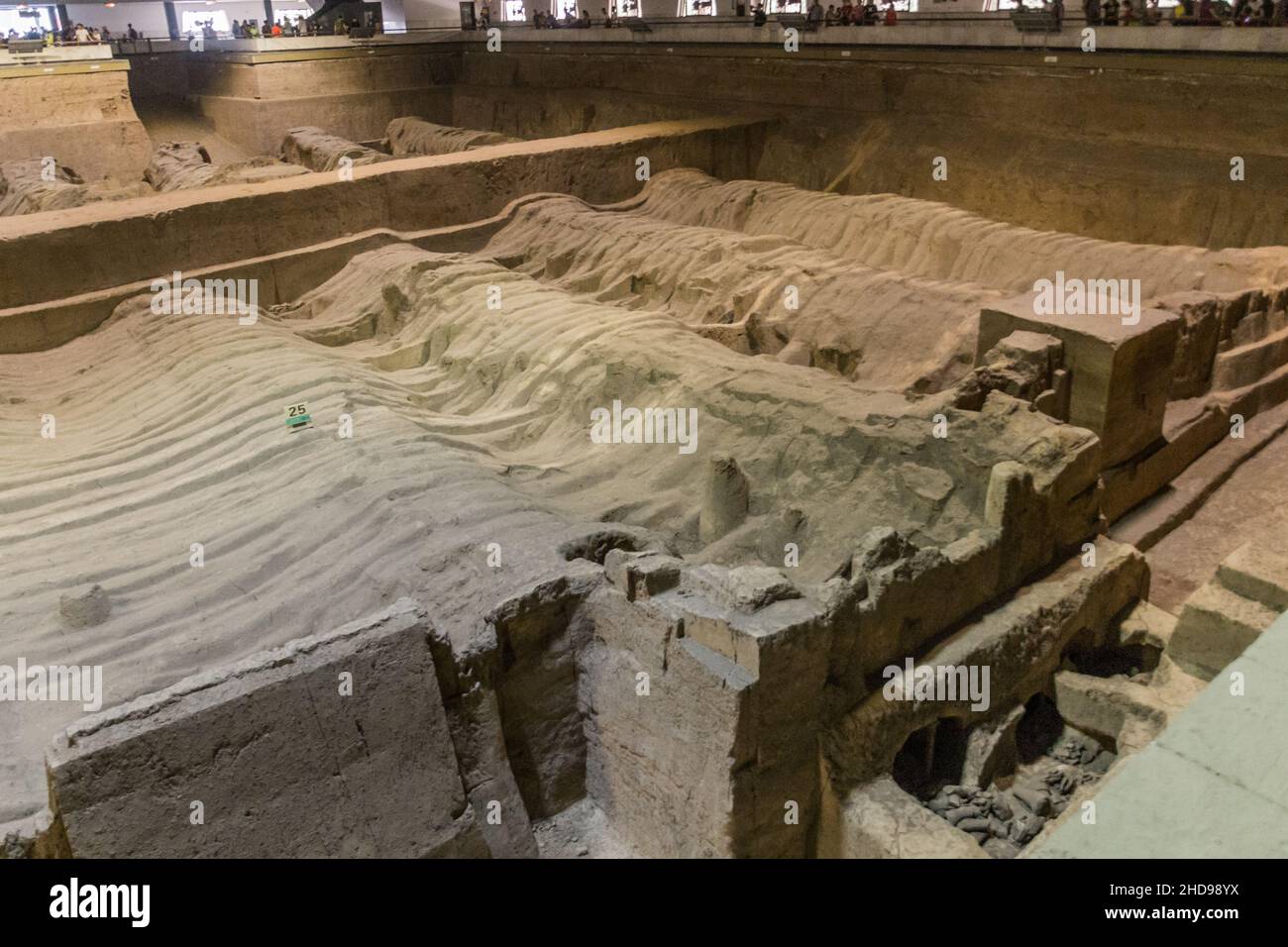 XI'AN, CHINA - AUGUST 6, 2018: View of the Pit 2 of the Army of Terracotta Warriors near Xi'an, Shaanxi province, China Stock Photo