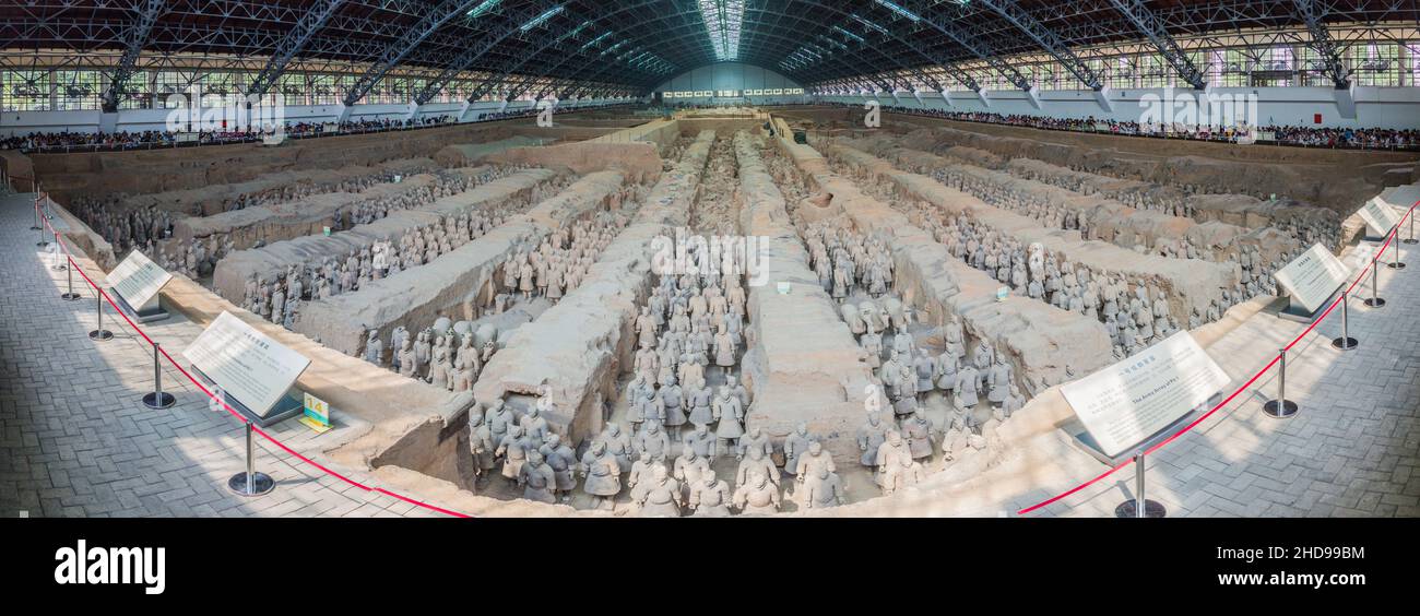 XI'AN, CHINA - AUGUST 6, 2018: View of the Pit 1 of the Army of Terracotta Warriors near Xi'an, Shaanxi province, China Stock Photo
