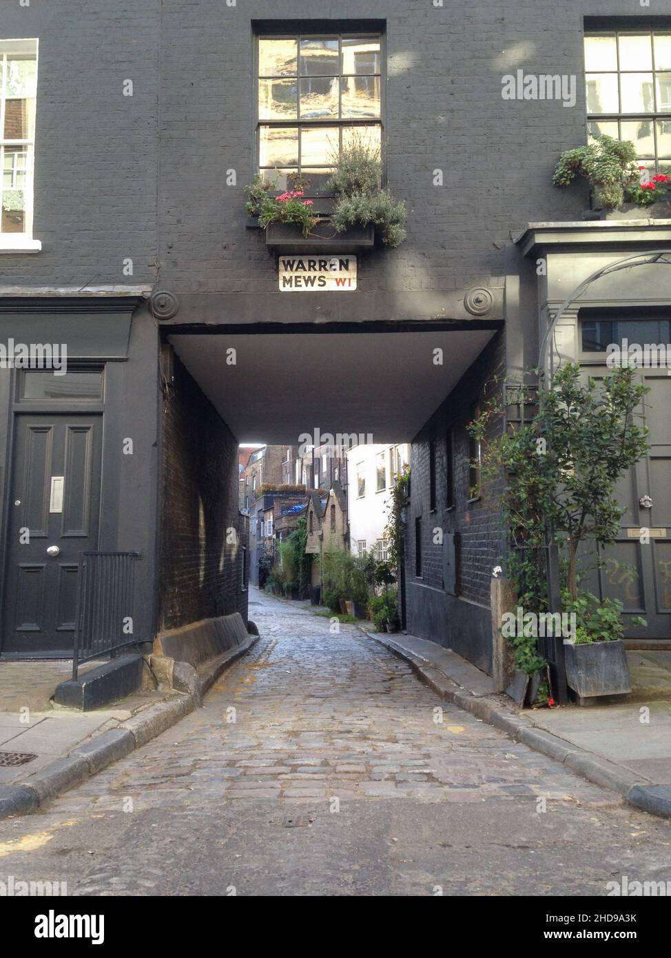 Warren Mews in Fitzrovia, off Warren Street, London, W1T, England, UK