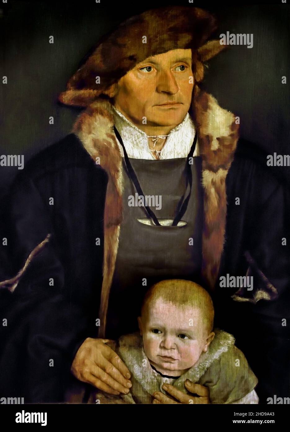 Hans Urmiller with his son, 1525 by Barthel Beham, German, Germany, 16TH CENTURY School RENAISSANCE Stock Photo