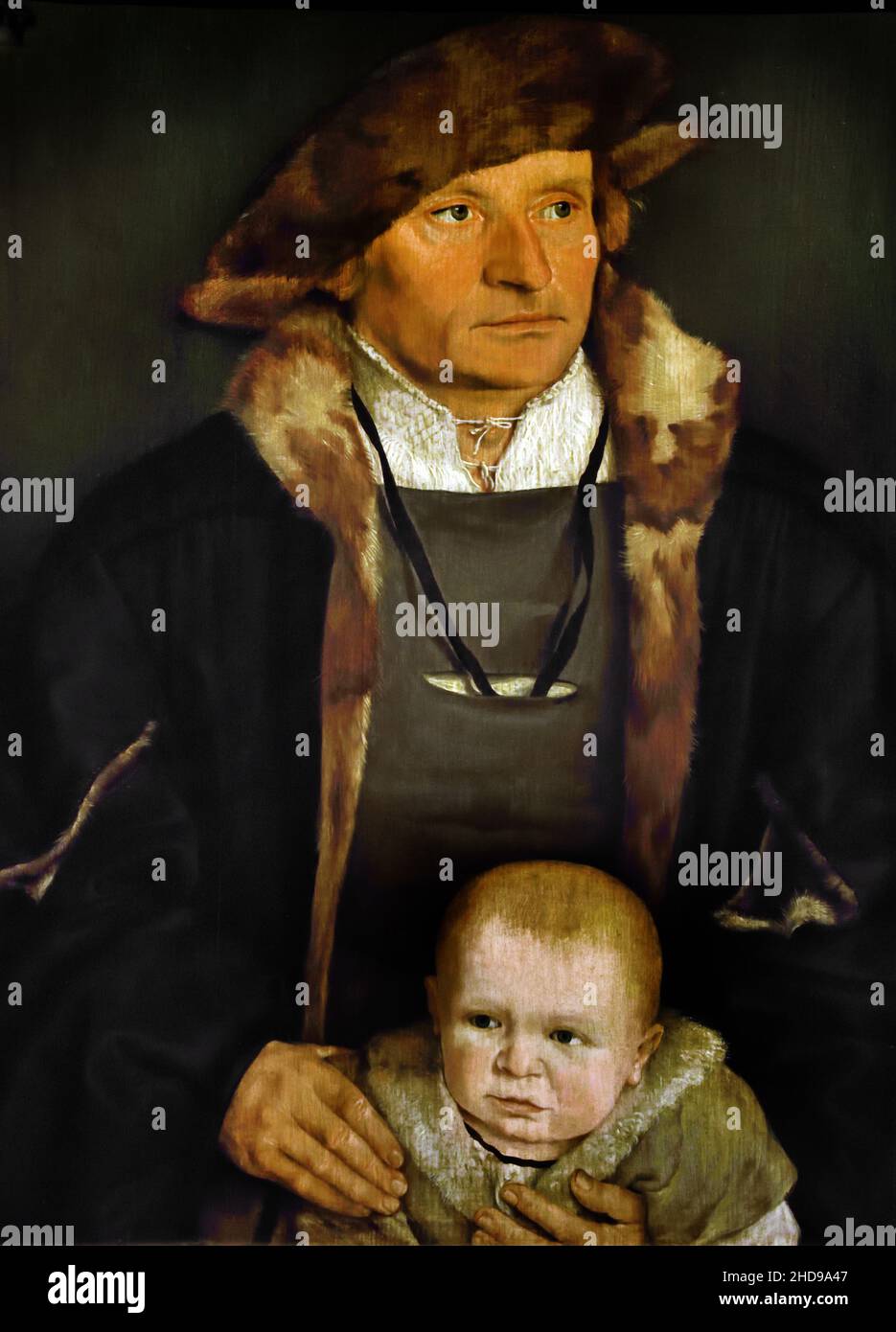 Hans Urmiller with his son, 1525 by Barthel Beham, German, Germany, 16TH CENTURY School RENAISSANCE Stock Photo